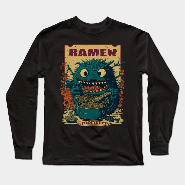 Hungry ramen monster Long Sleeve T-Shirt by arrowdesigns19